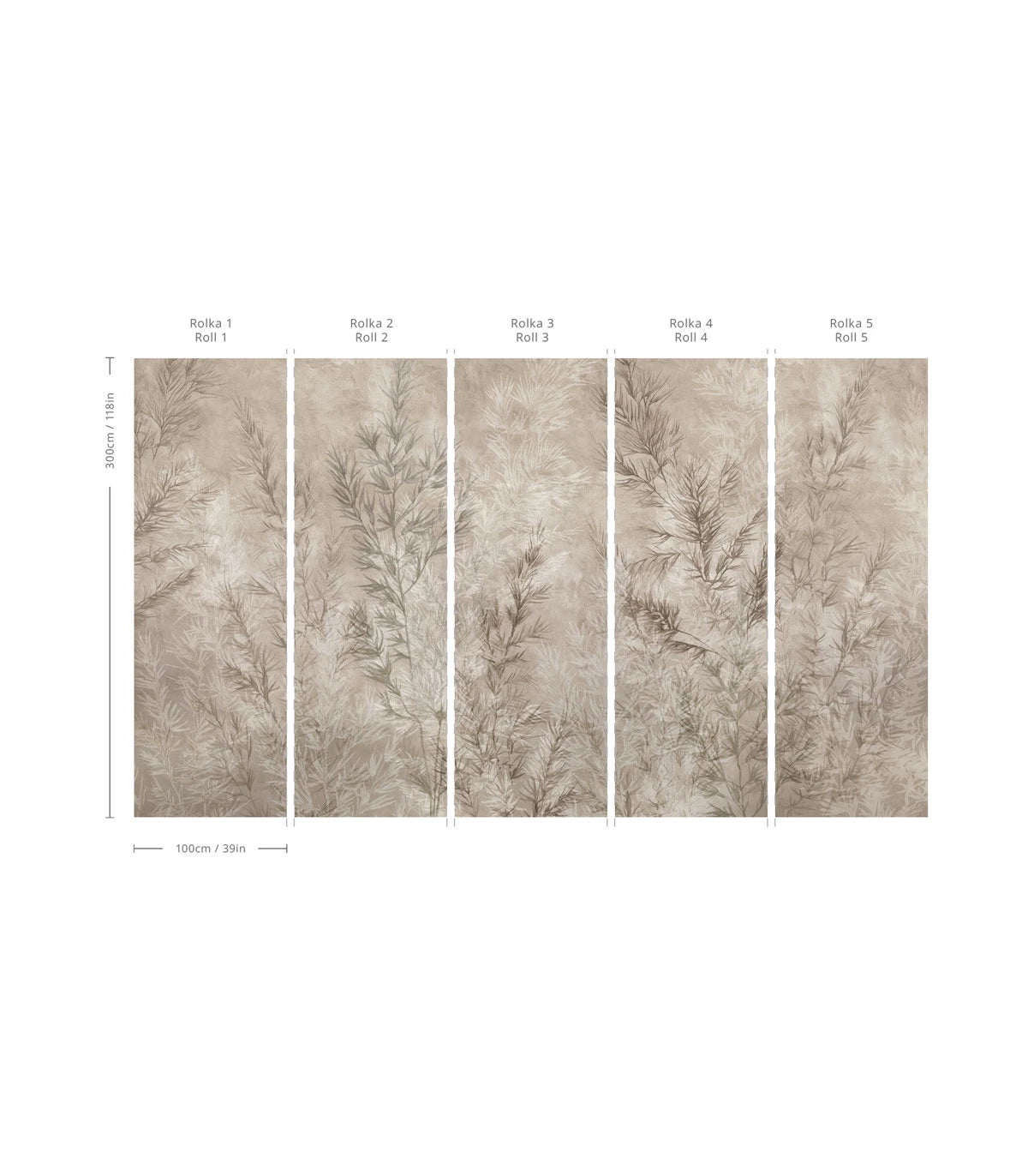 Tapete mit pflanzlichem Motiv, trockene Gräser, beige