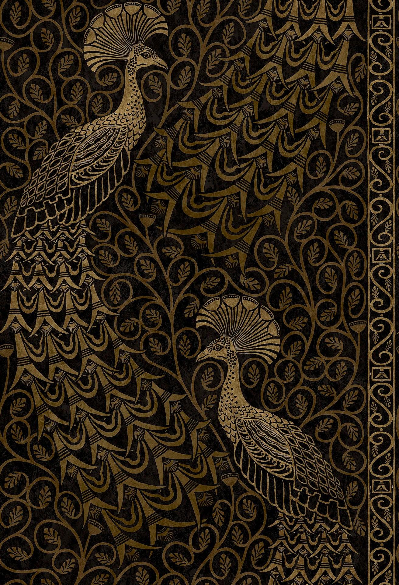 Tapeta THE PEARWOOD COLLECTION - Pavo Parade złoto na czerni Cole & Son    Eye on Design