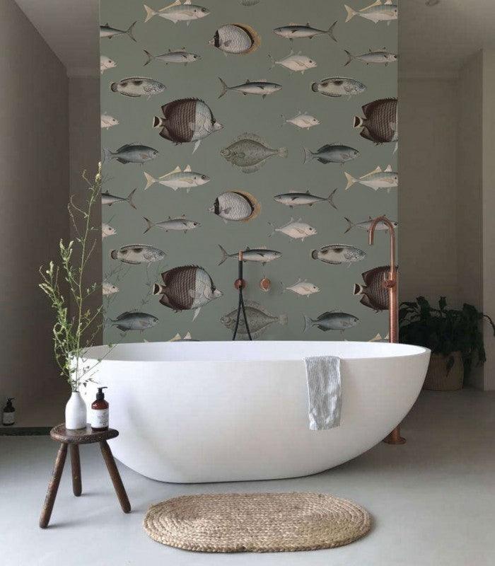 Tapeta UNDER THE SEA retro zielony Wallcolors    Eye on Design