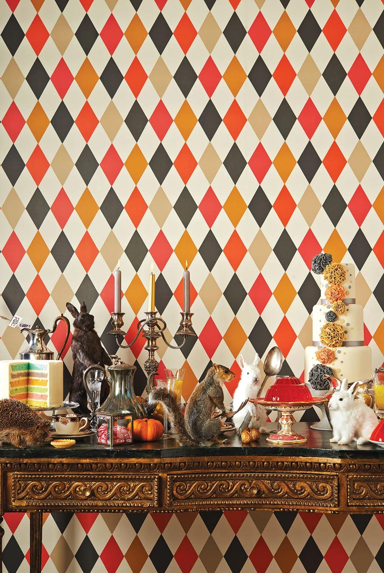 Whimsical Geometric Pattern Wallpaper - Beige Punchinello