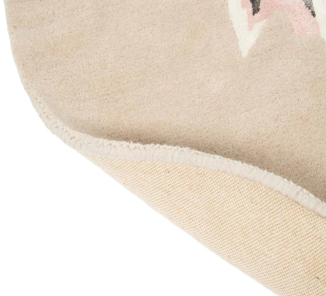 Runder Teppich TRANQUILITY ROUND BEIGE mit lila und beigen Blumen [Monika] [Amelia spr]