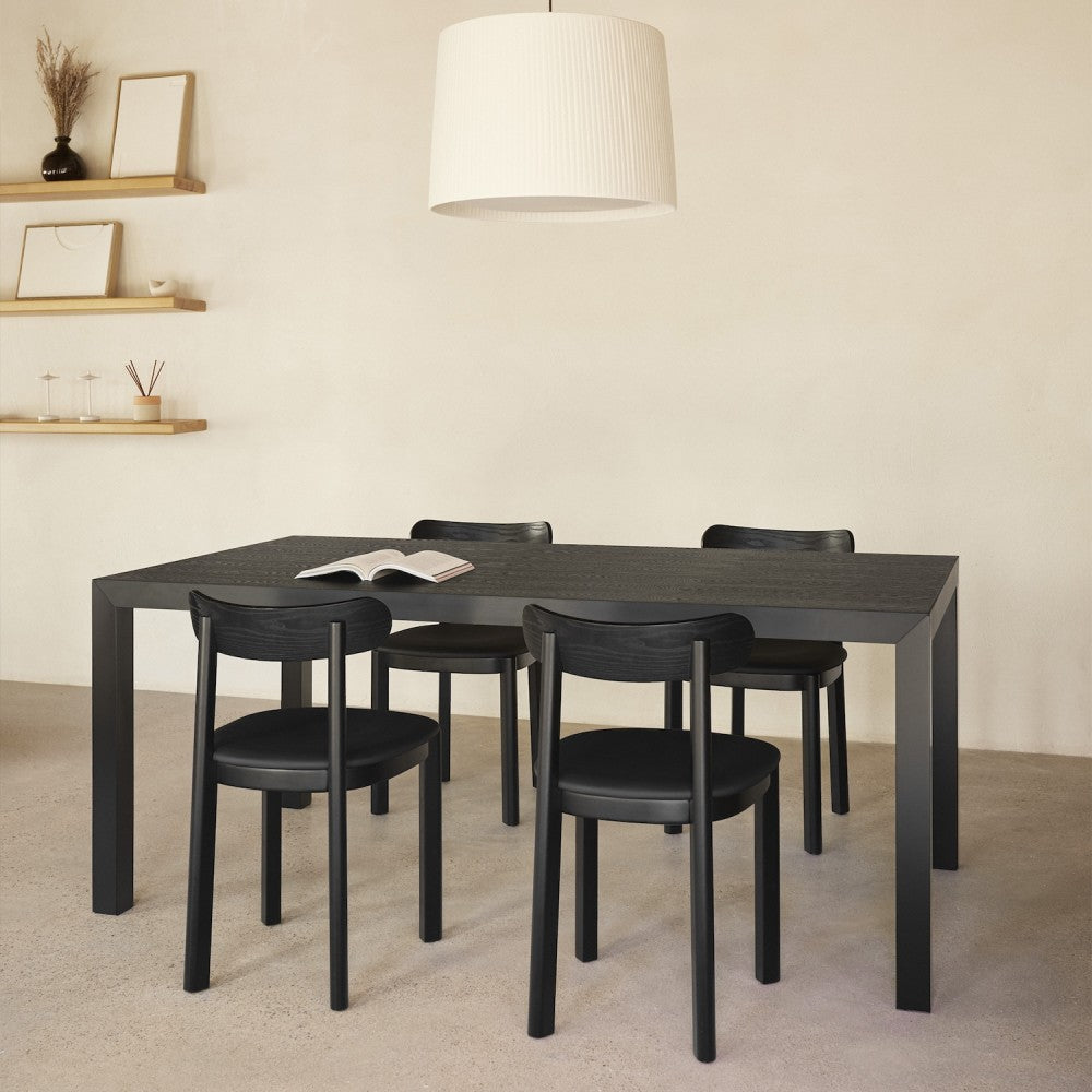 ALMA Oak Veneer Table with Black Base