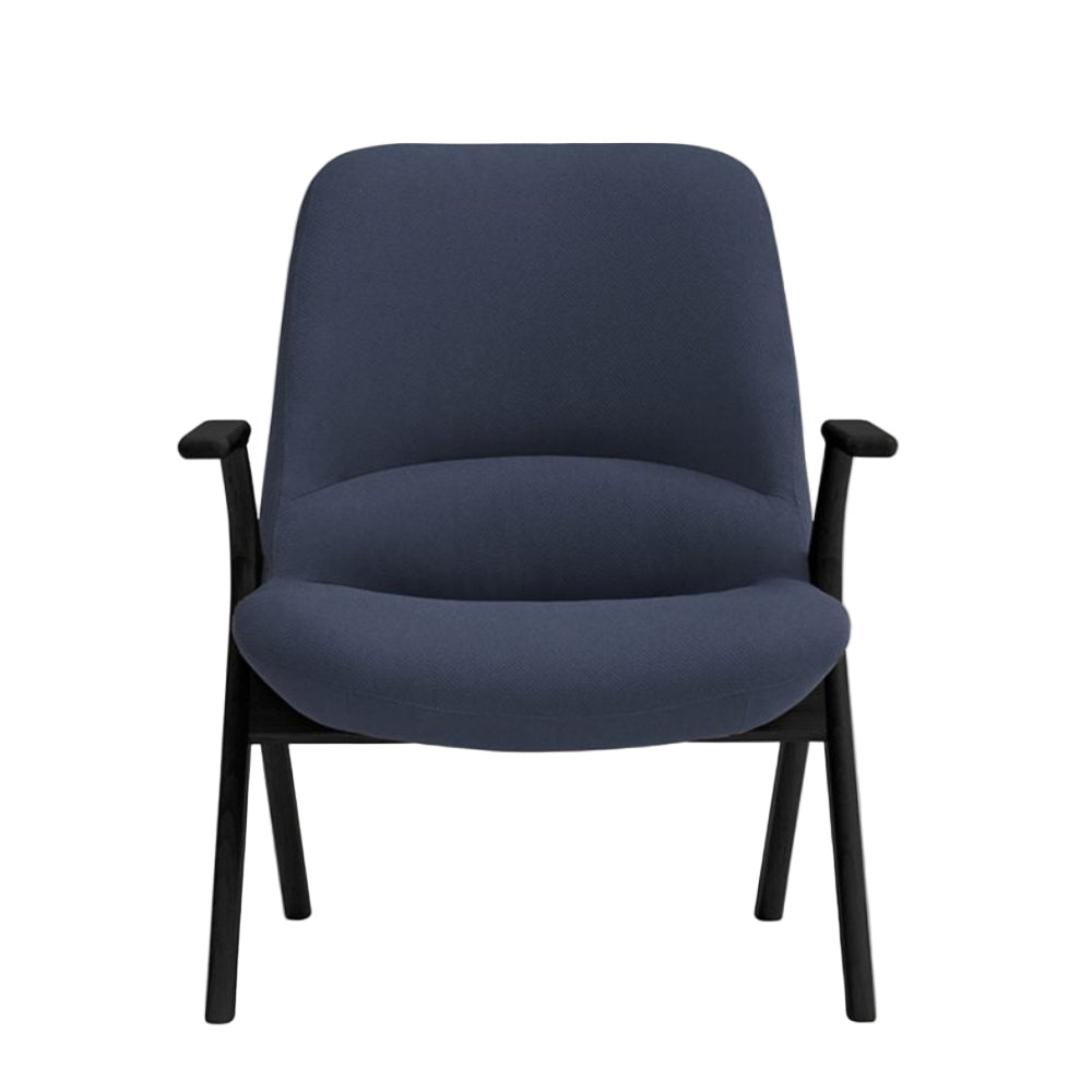 DINS Armchair in Dark Blue with Black Wooden Base