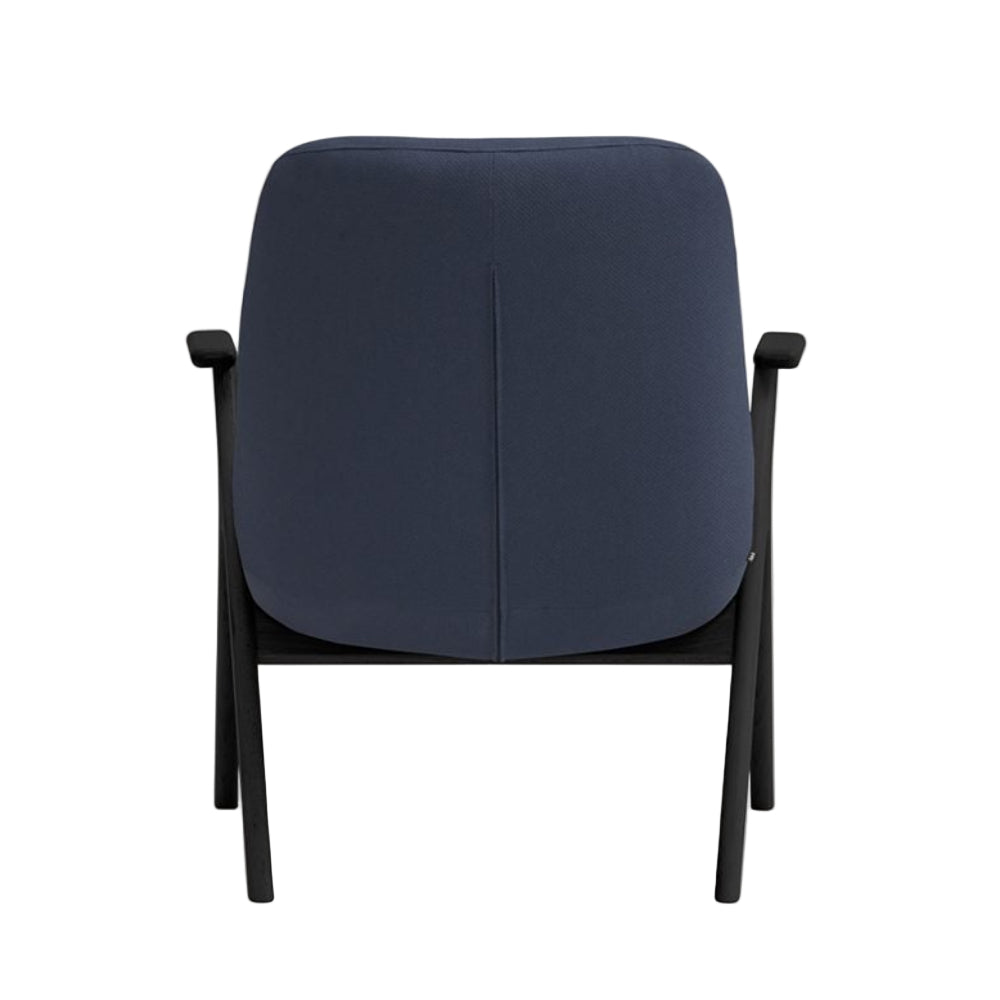 DINS Armchair in Dark Blue with Black Wooden Base