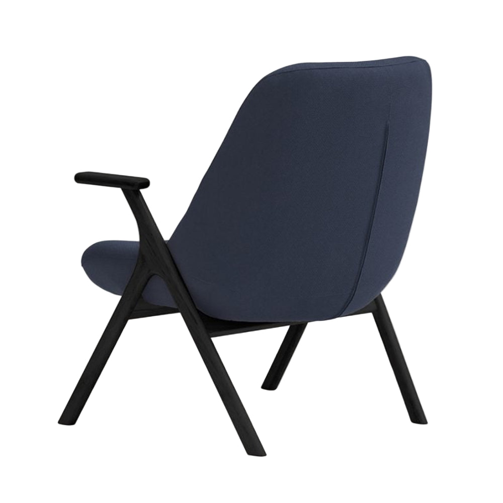 DINS Armchair in Dark Blue with Black Wooden Base