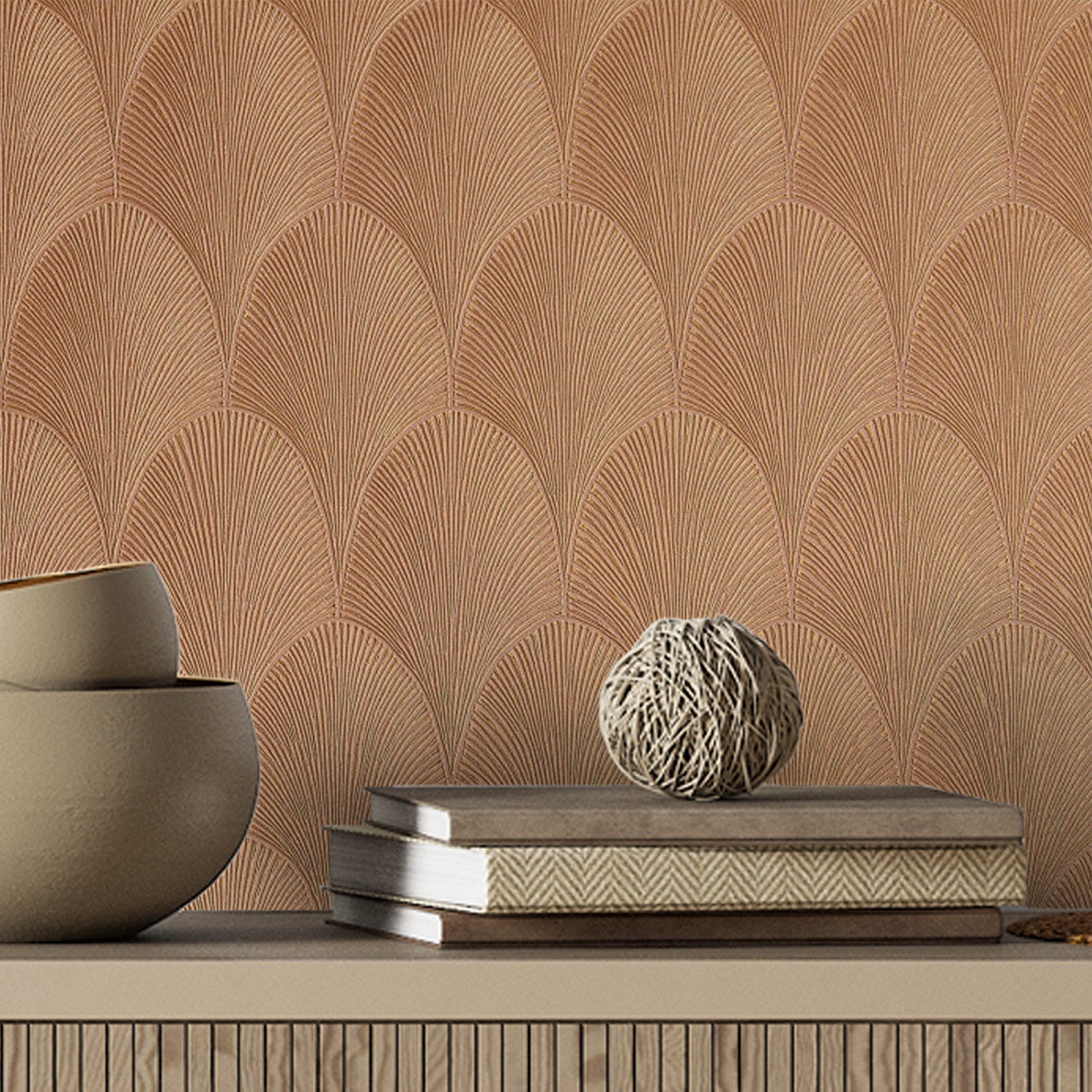 Metallic Wallpaper with Abstract Pattern TOURMALINE - COPPER