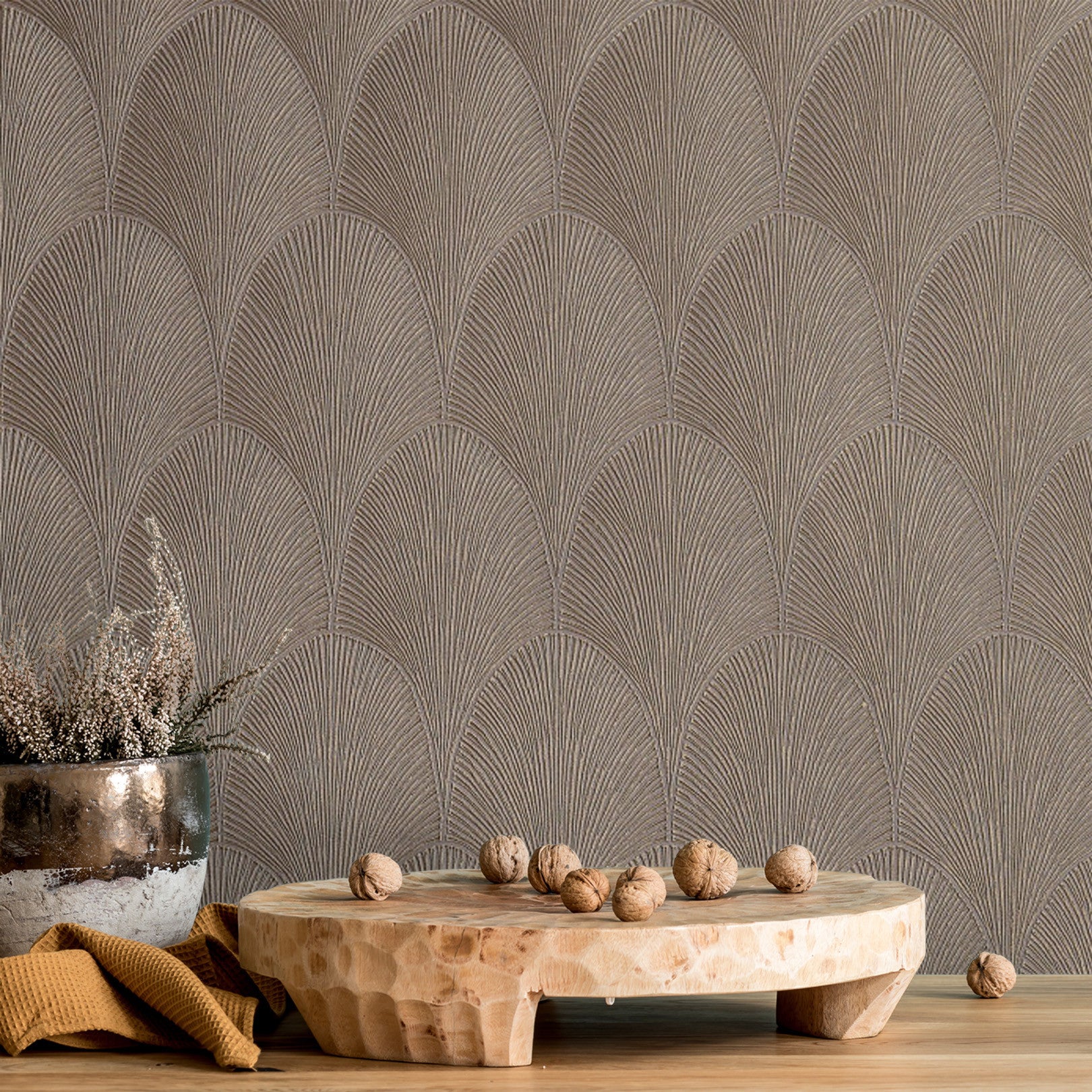 Metallic Wallpaper with Abstract Pattern TOURMALINE - TAUPE taupe