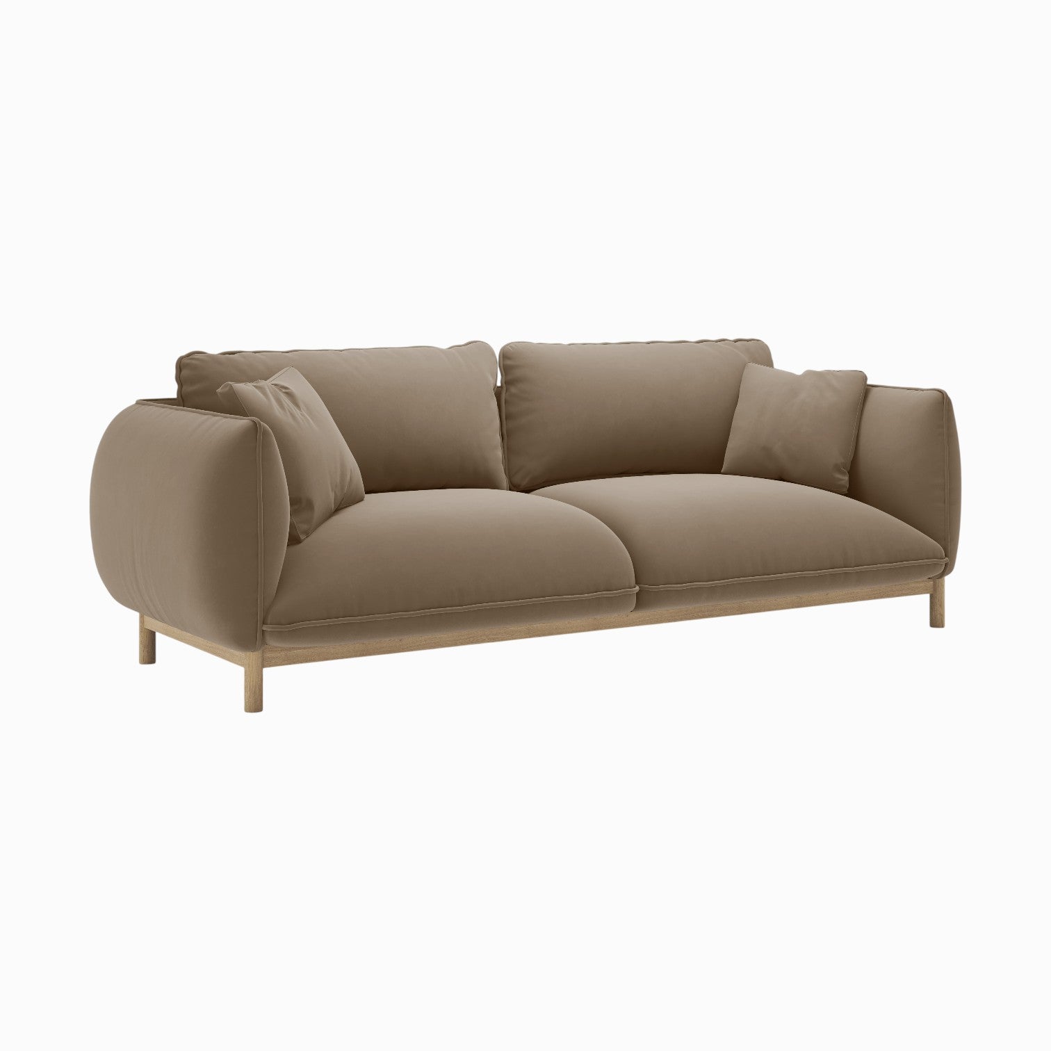 ADA Light Brown Velvet 3-Seater Sofa