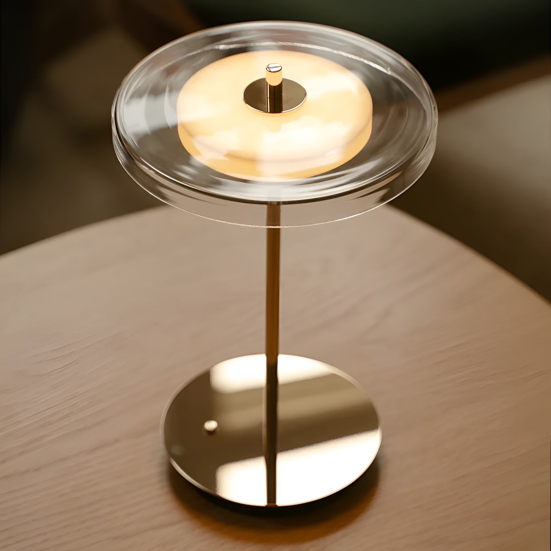 Tischlampe ASTERIA GLASS MOVE goldene Basis [Klaudia] [wymiary]