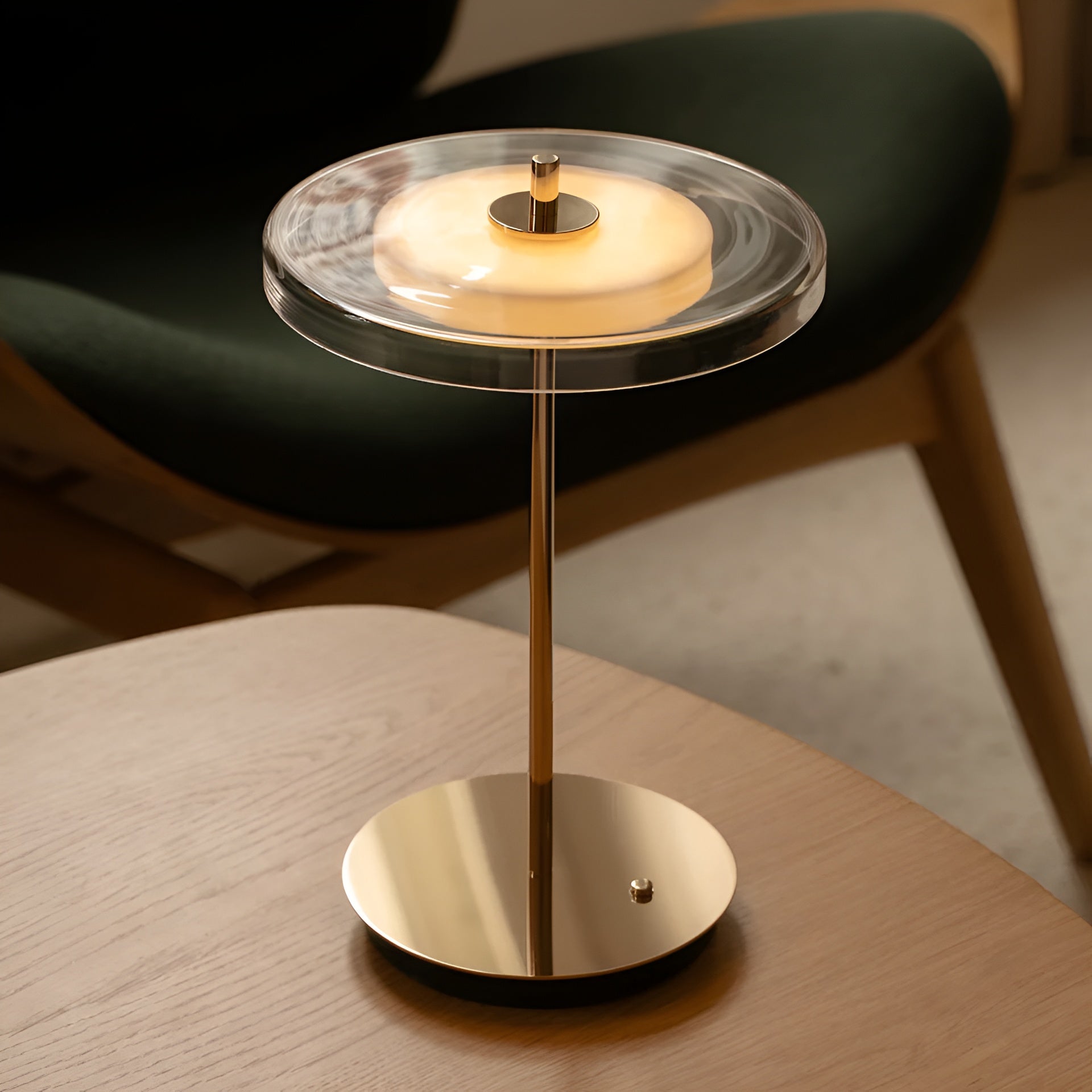 Tischlampe ASTERIA GLASS MOVE goldene Basis [Klaudia] [wymiary]