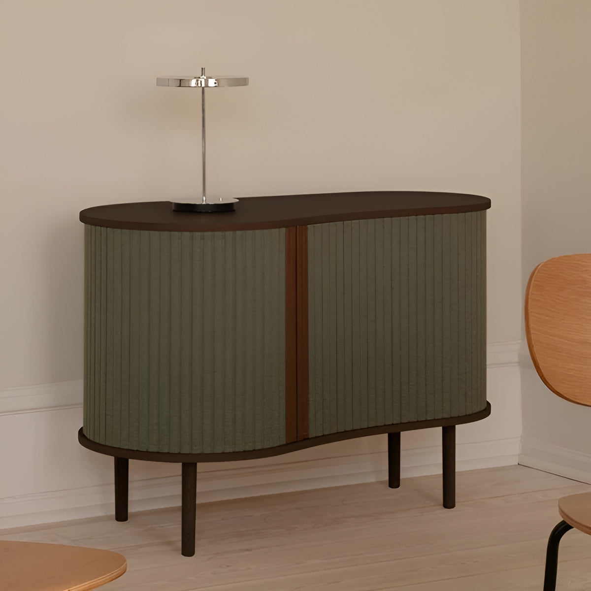 AUDACIOUS chest of drawers green with dark oak