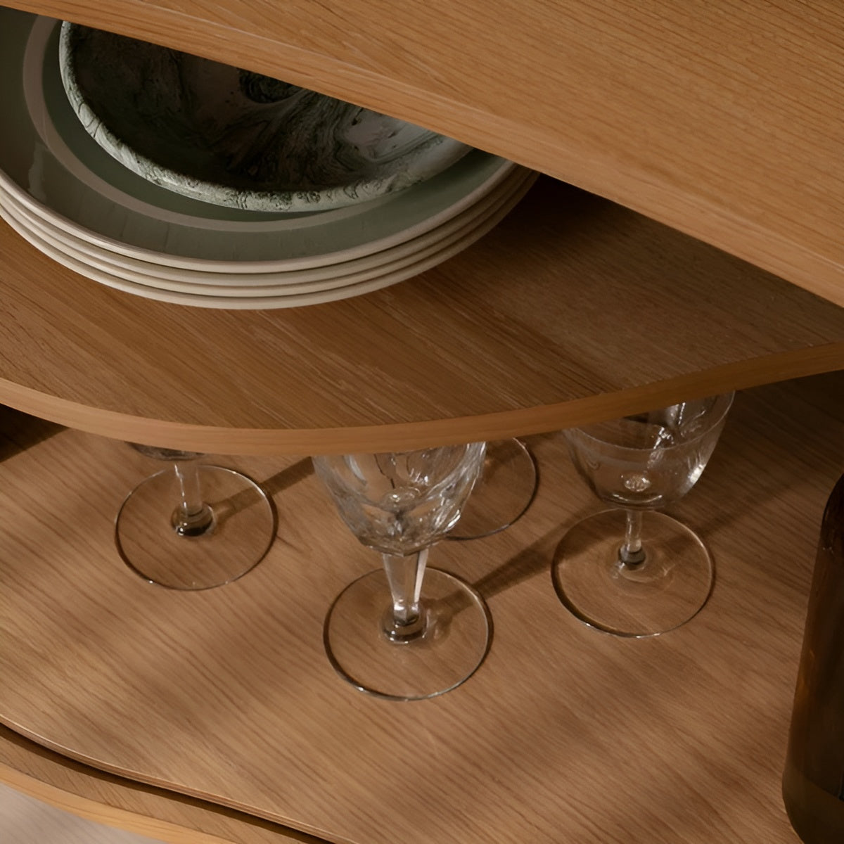 AUDACIOUS chest of drawers green with dark oak