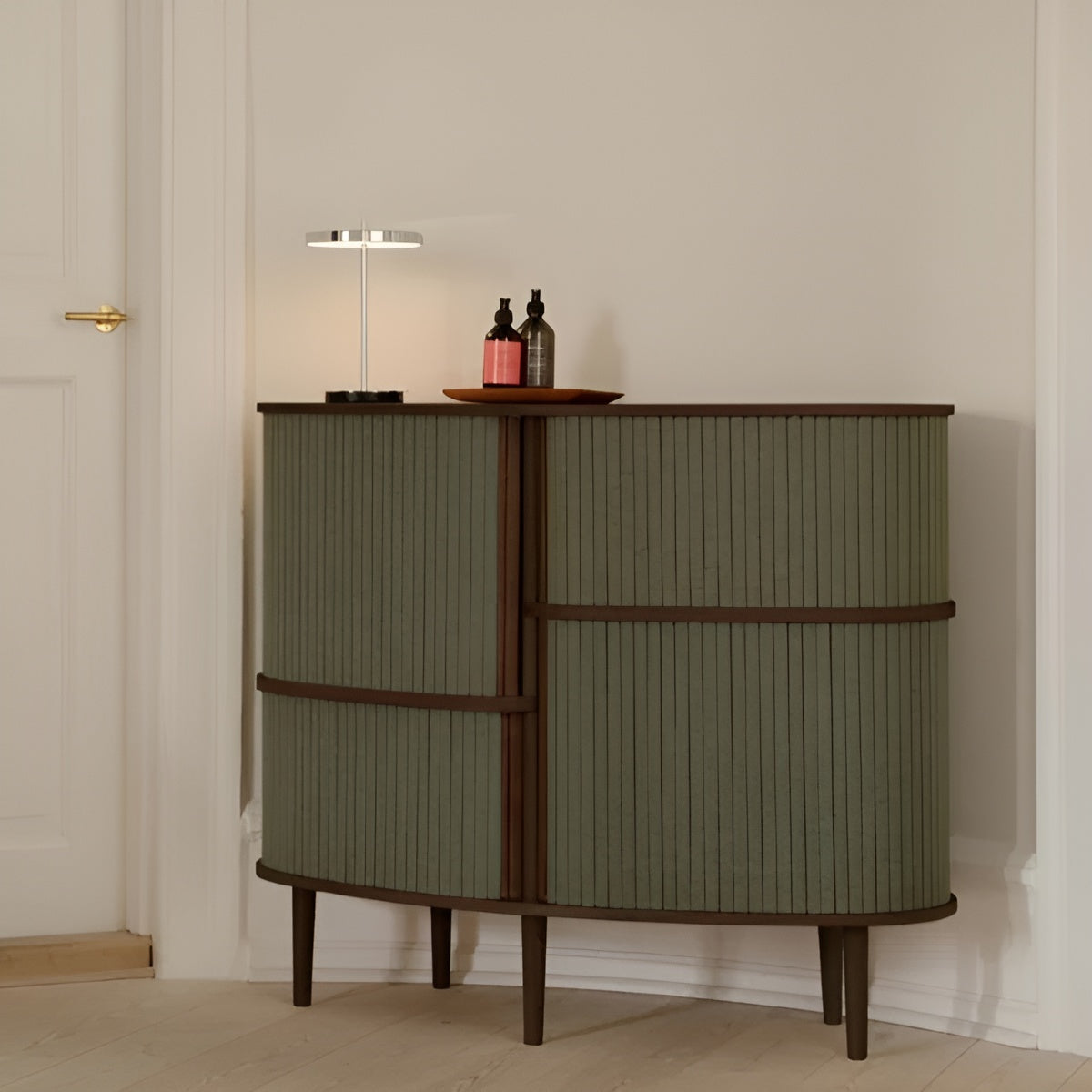 AUDACIOUS chest of drawers green with dark oak
