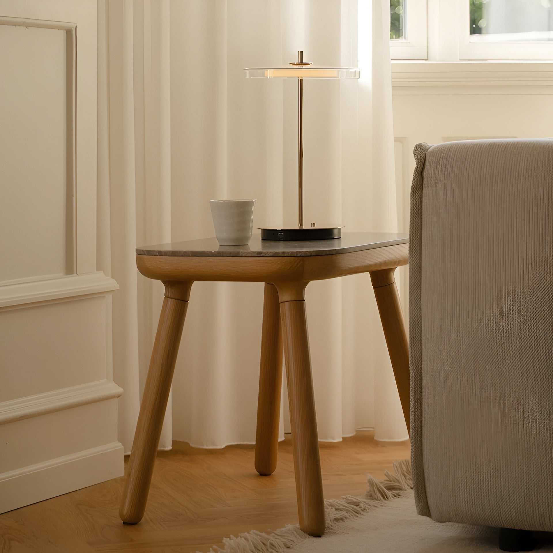 Tischlampe ASTERIA GLASS MOVE goldene Basis [Klaudia] [wymiary]