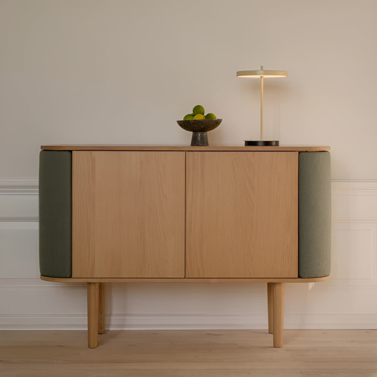 TREASURES green chest of drawers with oak
