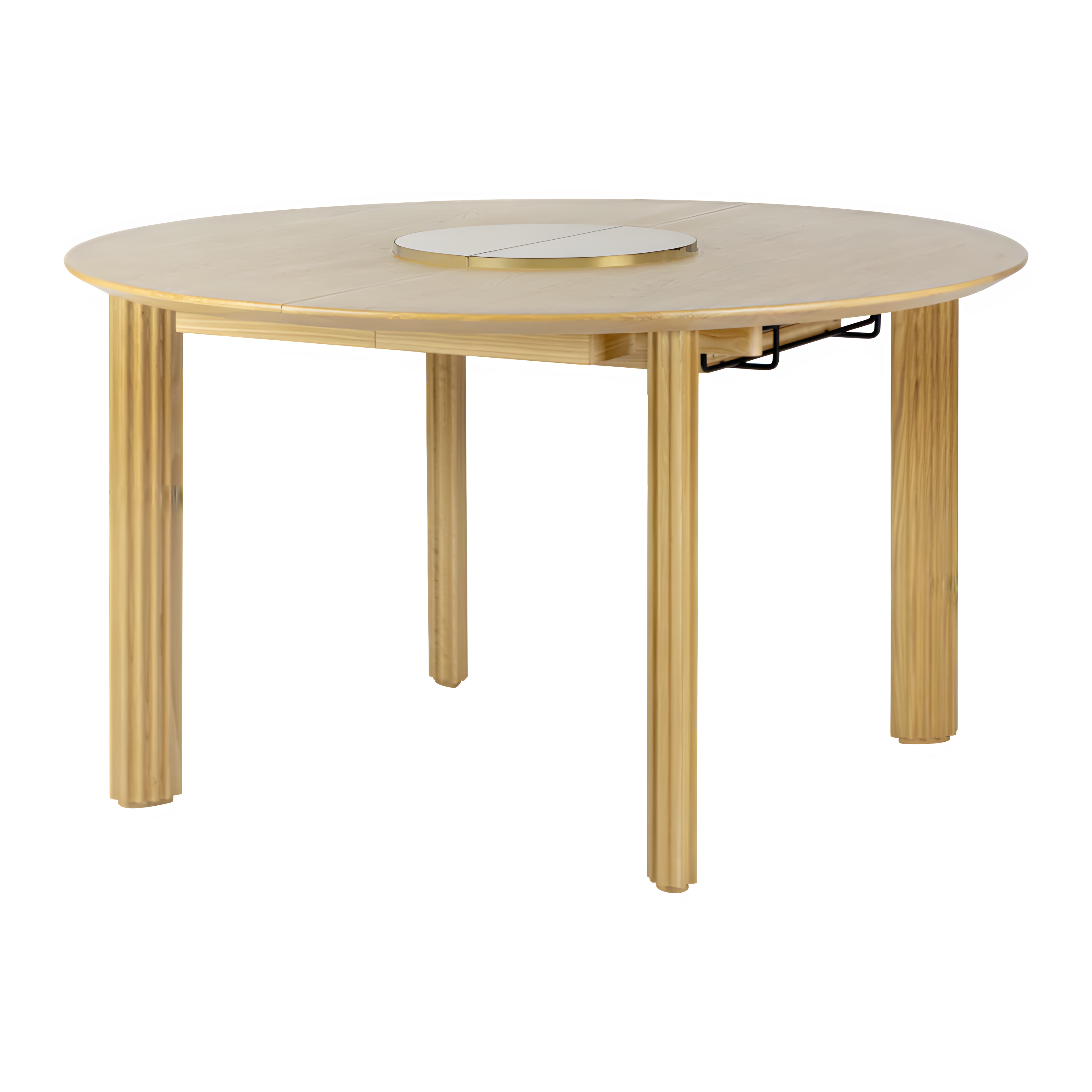 Ausziehbarer runder Tisch COMFORT CIRCLE aus Eiche mit messingfarbenem Sockel
