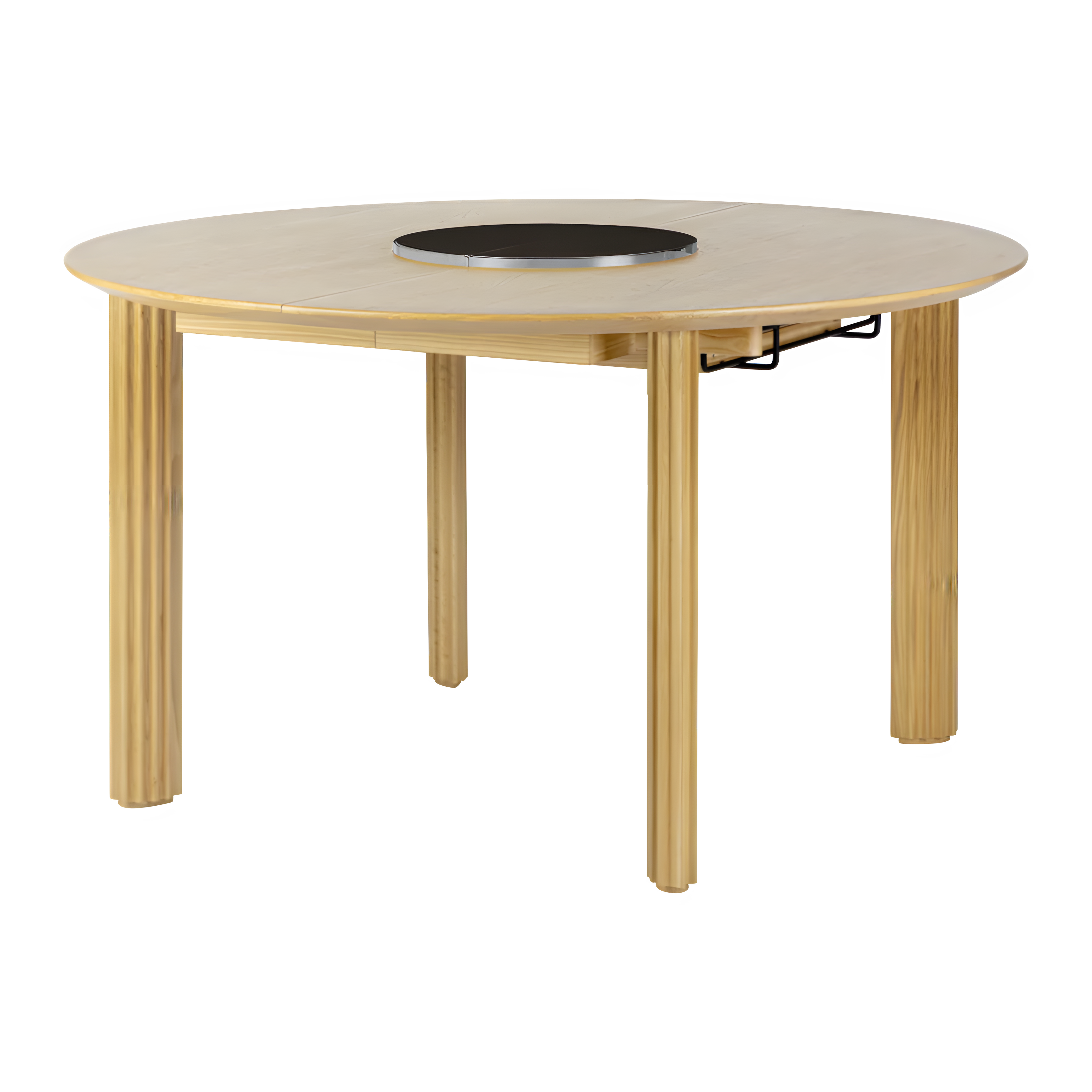 Ausziehbarer runder Tisch COMFORT CIRCLE aus Eiche mit Stahlgestell