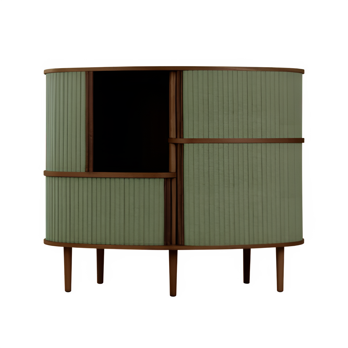 AUDACIOUS chest of drawers green with dark oak