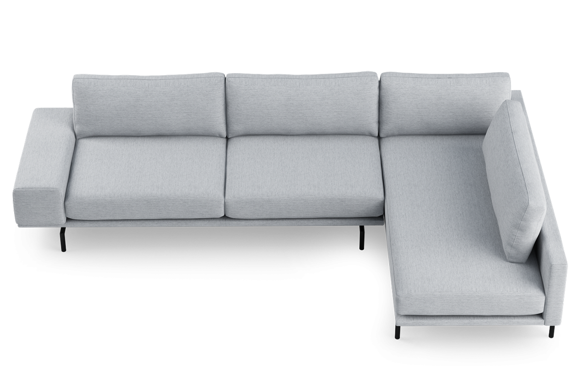 Ecksofa für 4 Personen, rechtsseitig, BRIXTON, gepolstert mit schwarzem Gestell