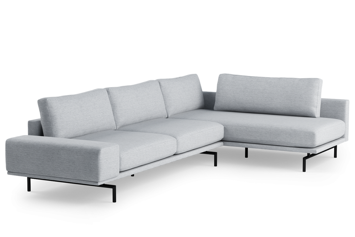Ecksofa für 4 Personen, rechtsseitig, BRIXTON, gepolstert mit schwarzem Gestell