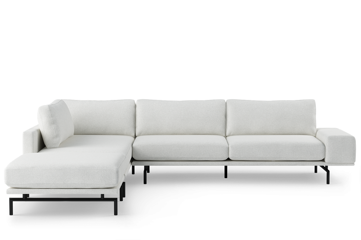 Ecksofa für 5 Personen linksseitig BRIXTON gepolstert mit schwarzem Gestell