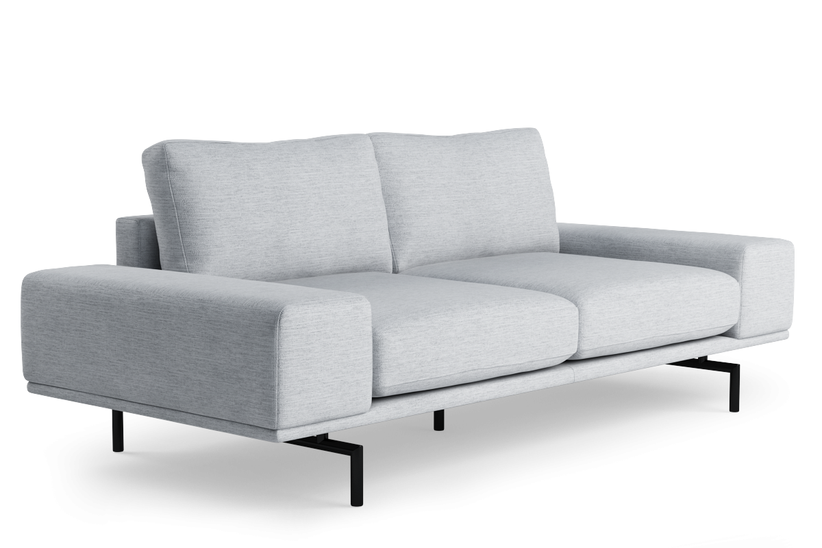 Sofa 2-sitzig BRIXTON gepolstert mit schwarzem Gestell