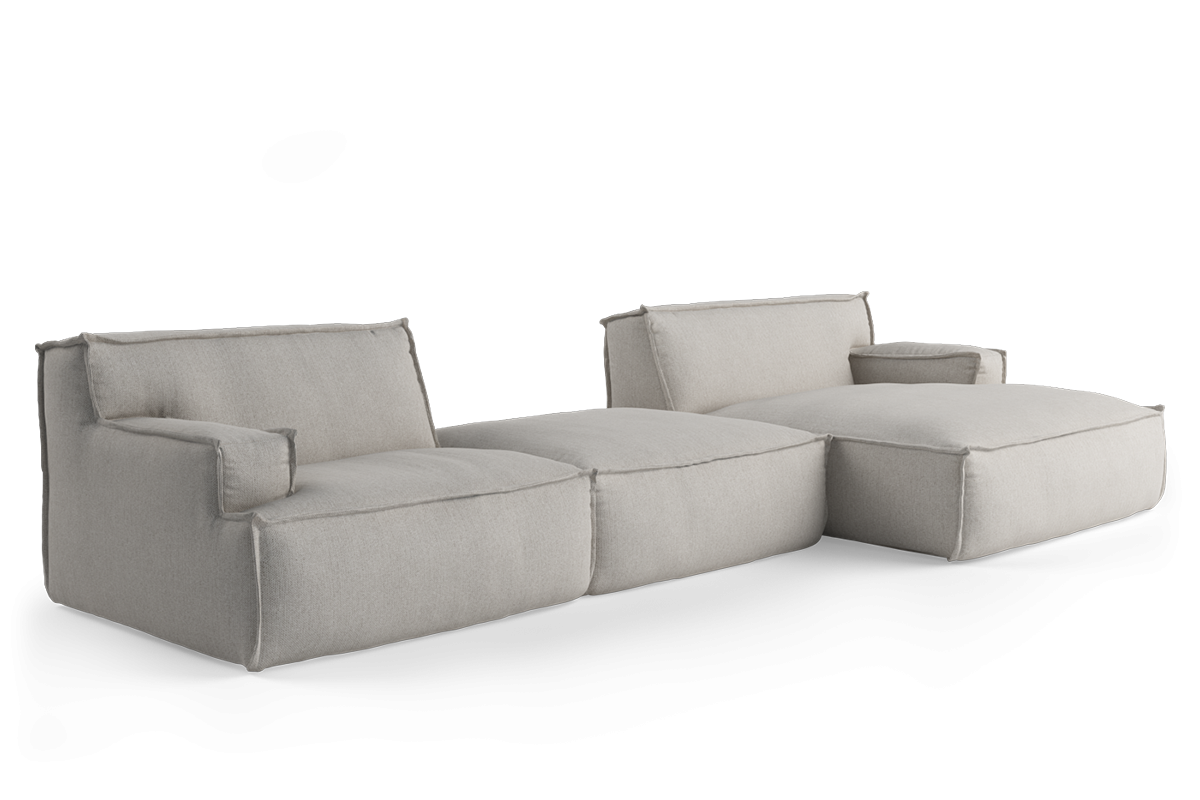 Modularer 4-Sitzer Ecksofa mit rechtsseitigem Fußhocker DRIFTER, gepolstert