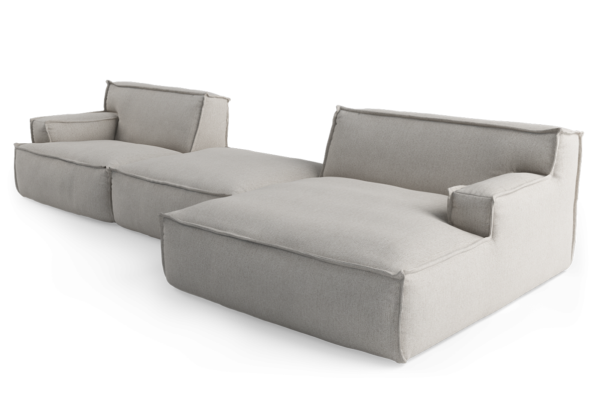 Modularer 4-Sitzer Ecksofa mit rechtsseitigem Fußhocker DRIFTER, gepolstert
