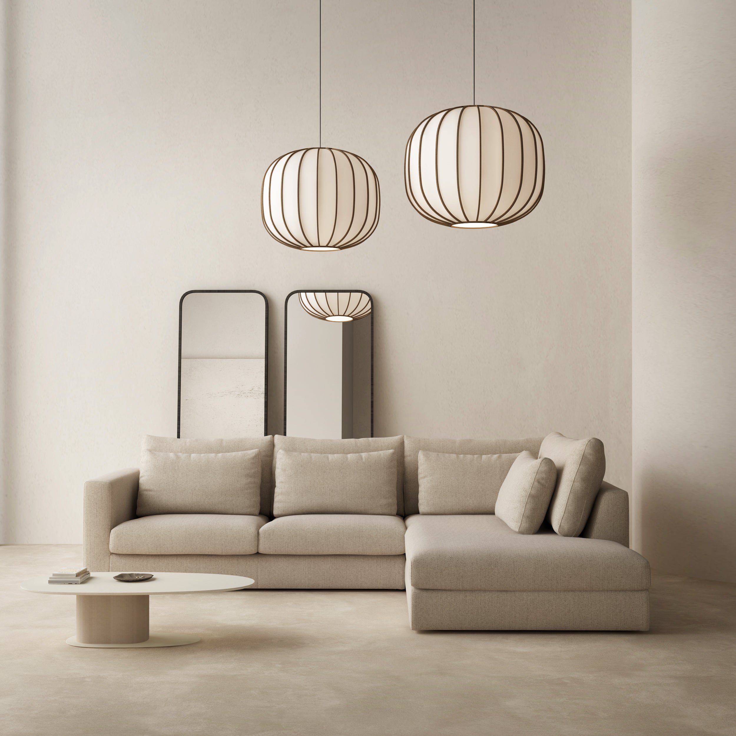 Modularer 3-Sitzer-Ecksofa rechts NUVIA gepolstert