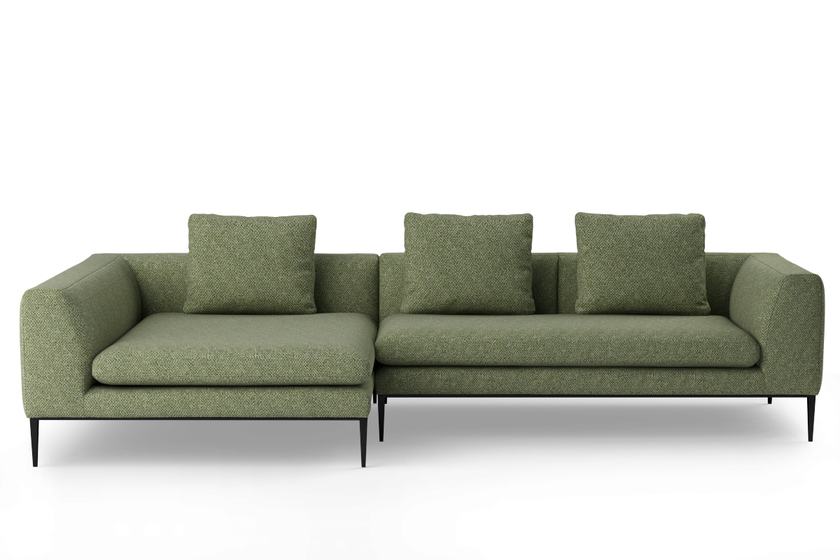 3-sitziger linker NAROŽNIK NASH mit schwarzem Gestell