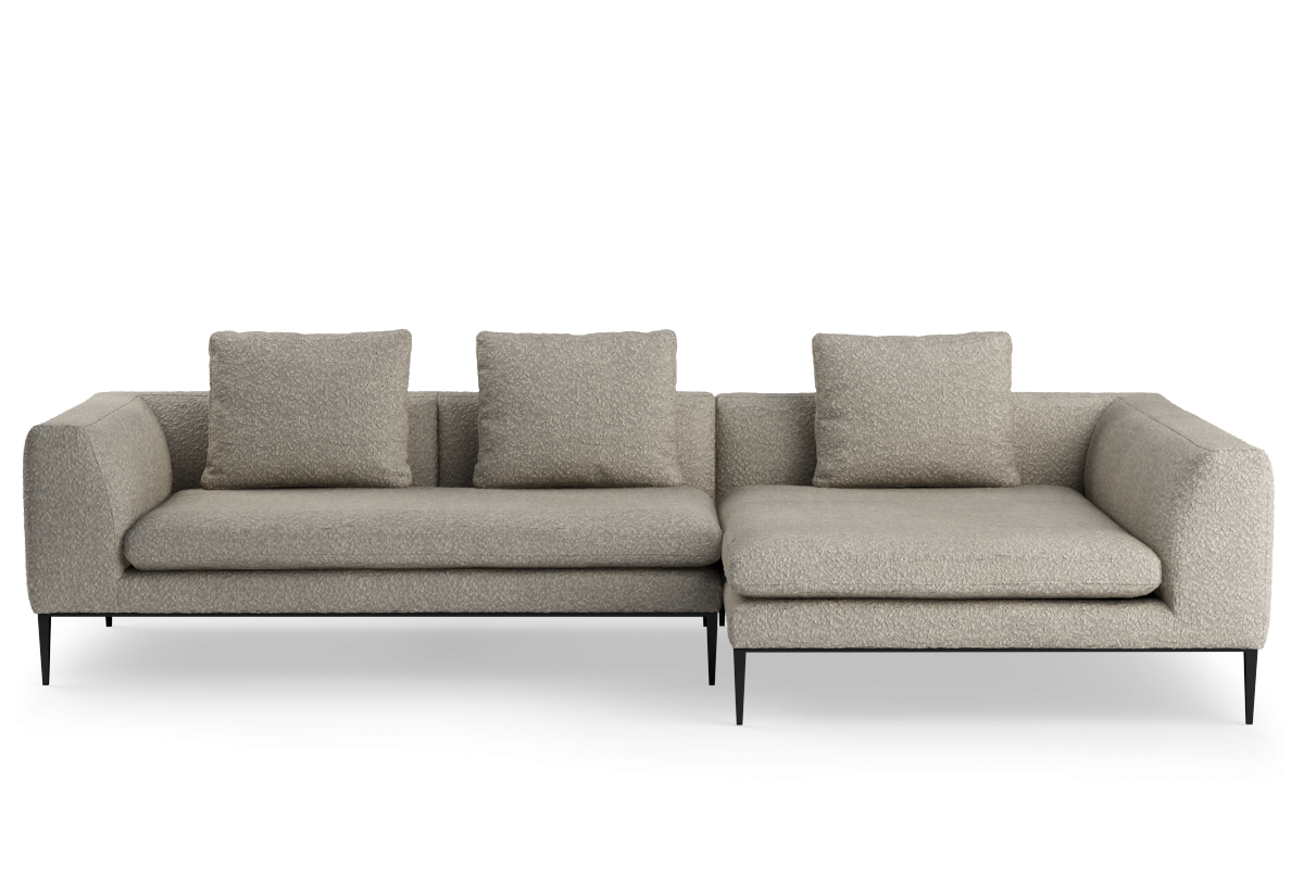 Rechtsseitiges 3-Sitzer-Sofa NASH mit schwarzem Untergestell