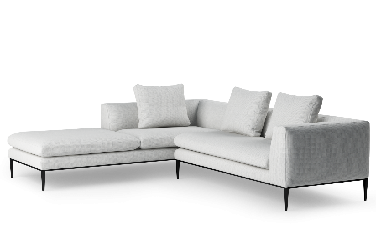 4-sitziges, linksseitiges NASH-Sofa mit schwarzem Gestell