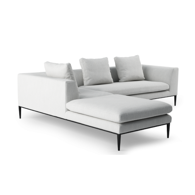 4-sitziges, linksseitiges NASH-Sofa mit schwarzem Gestell