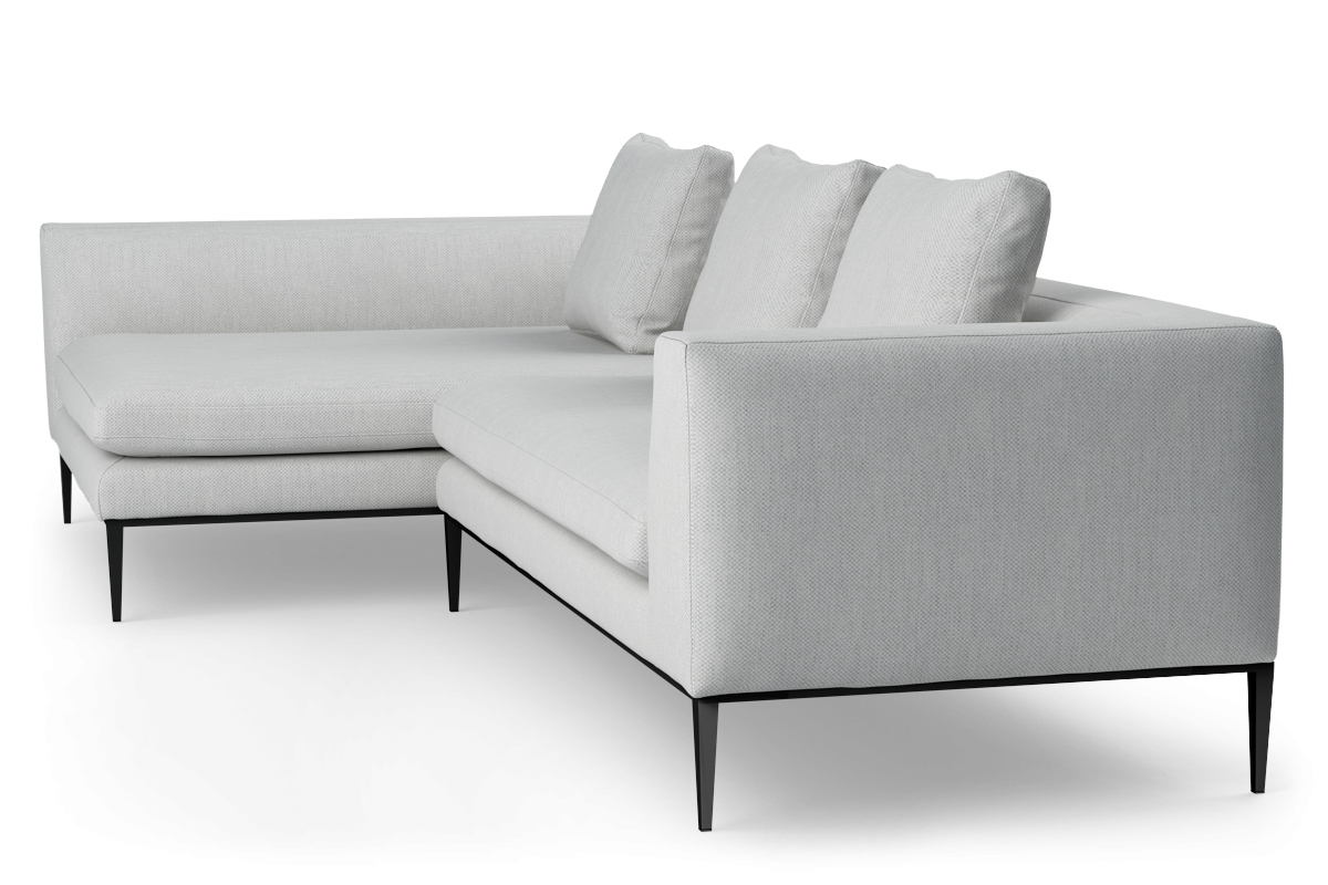 3-sitziger linker NAROŽNIK NASH mit schwarzem Gestell