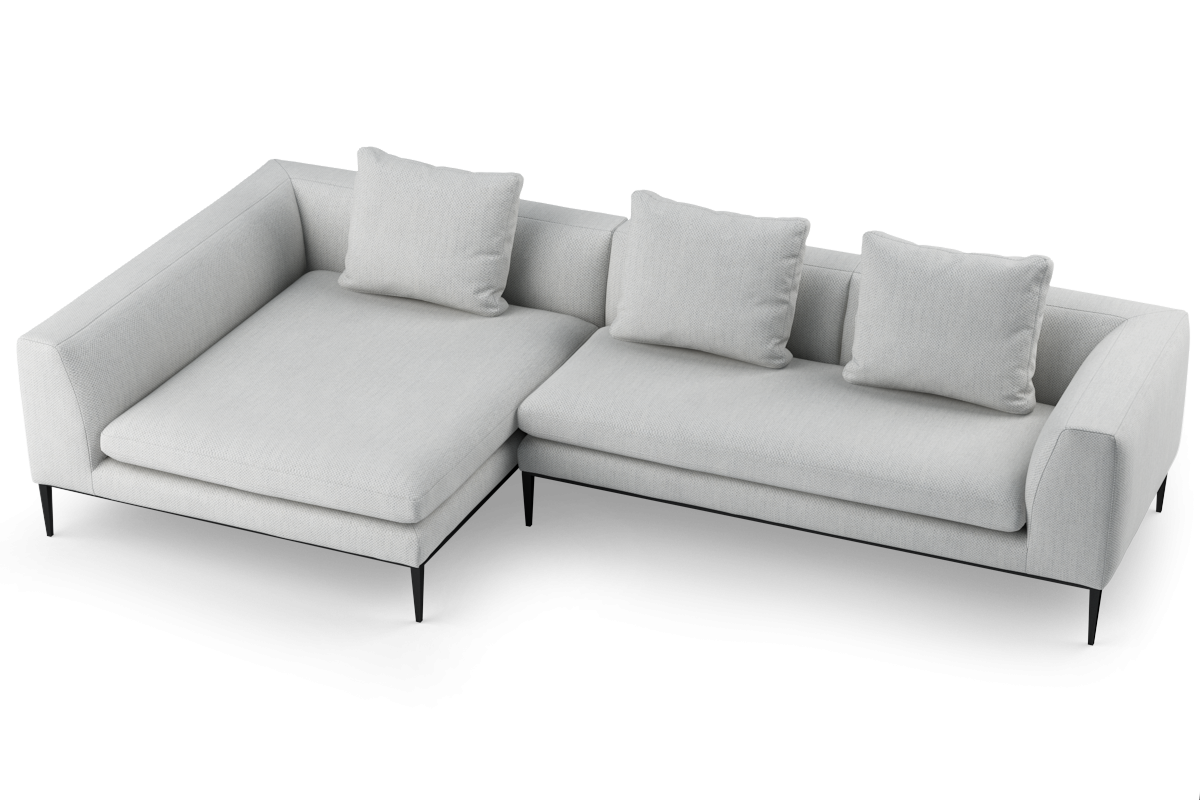 3-sitziger linker NAROŽNIK NASH mit schwarzem Gestell