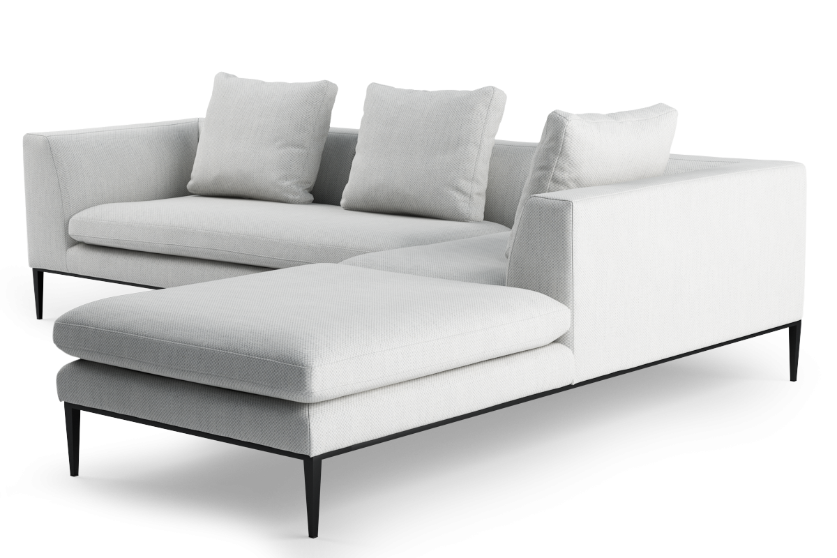 Rechtsseitige 4-Sitzer-Eckcouch NASH mit schwarzem Gestell