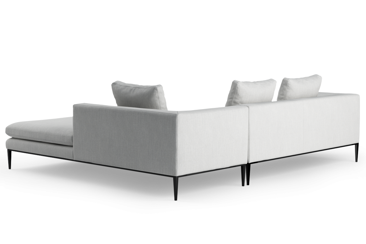 Rechtsseitige 4-Sitzer-Eckcouch NASH mit schwarzem Gestell