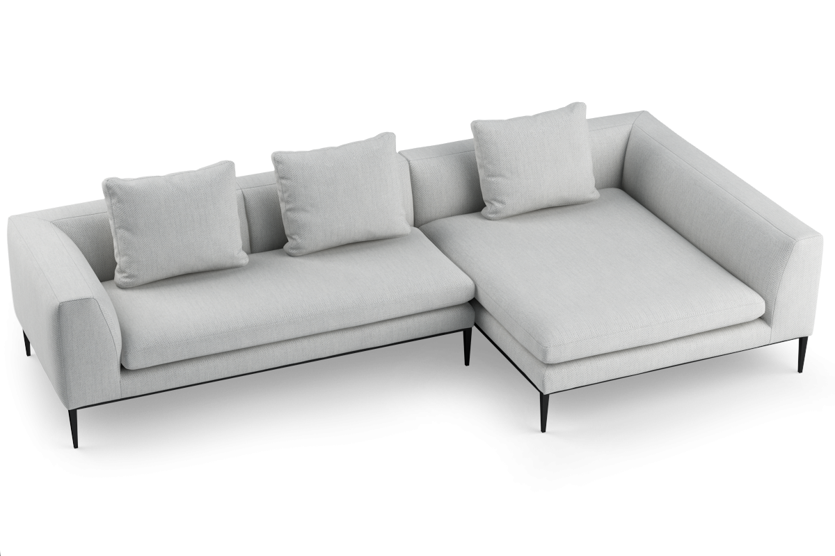 Rechtsseitiges 3-Sitzer-Sofa NASH mit schwarzem Untergestell