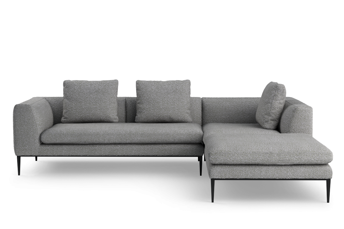Rechtsseitige 4-Sitzer-Eckcouch NASH mit schwarzem Gestell
