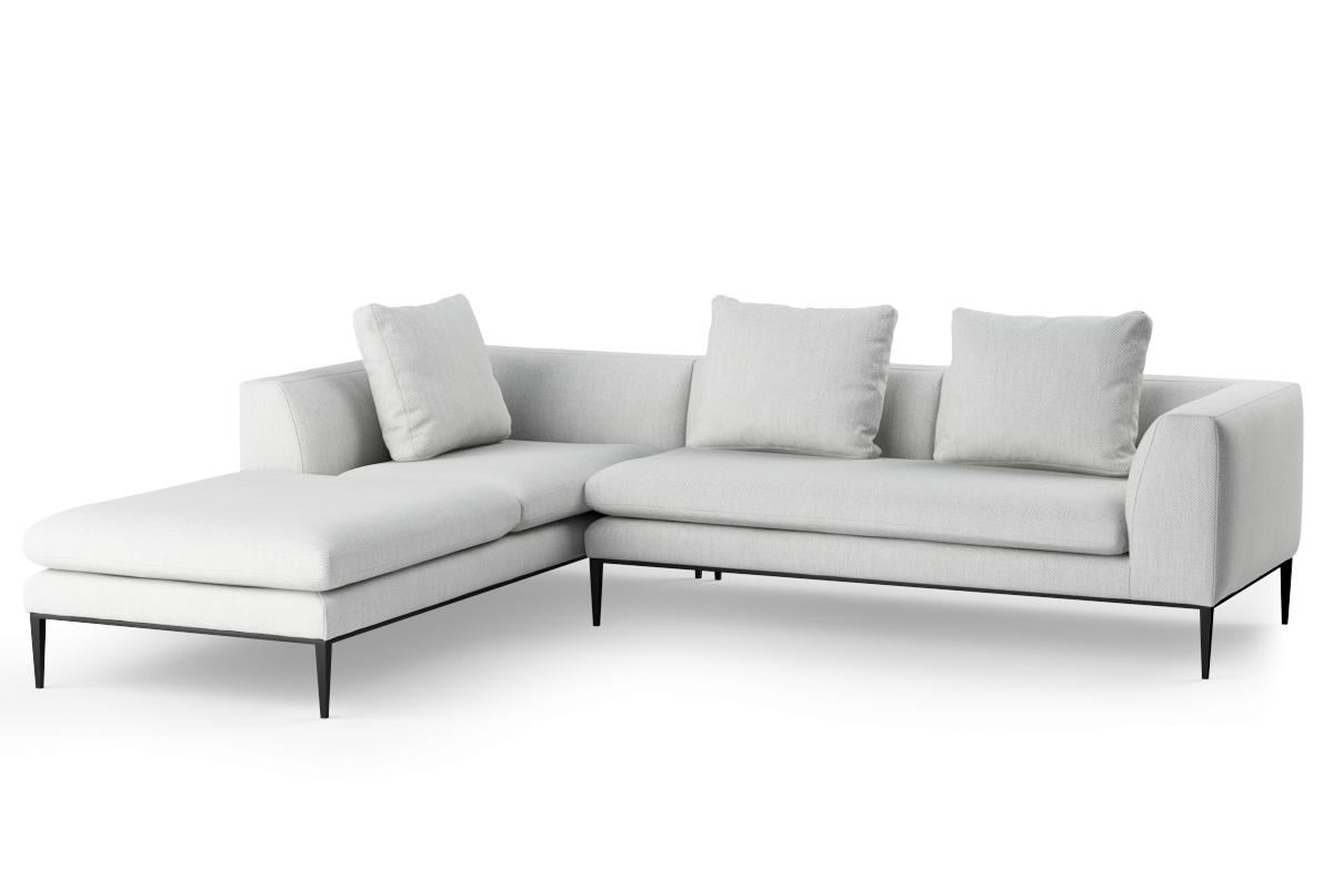 4-sitziges, linksseitiges NASH-Sofa mit schwarzem Gestell