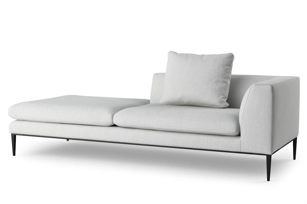 Szezlong links NASH gepolstert mit schwarzem Gestell