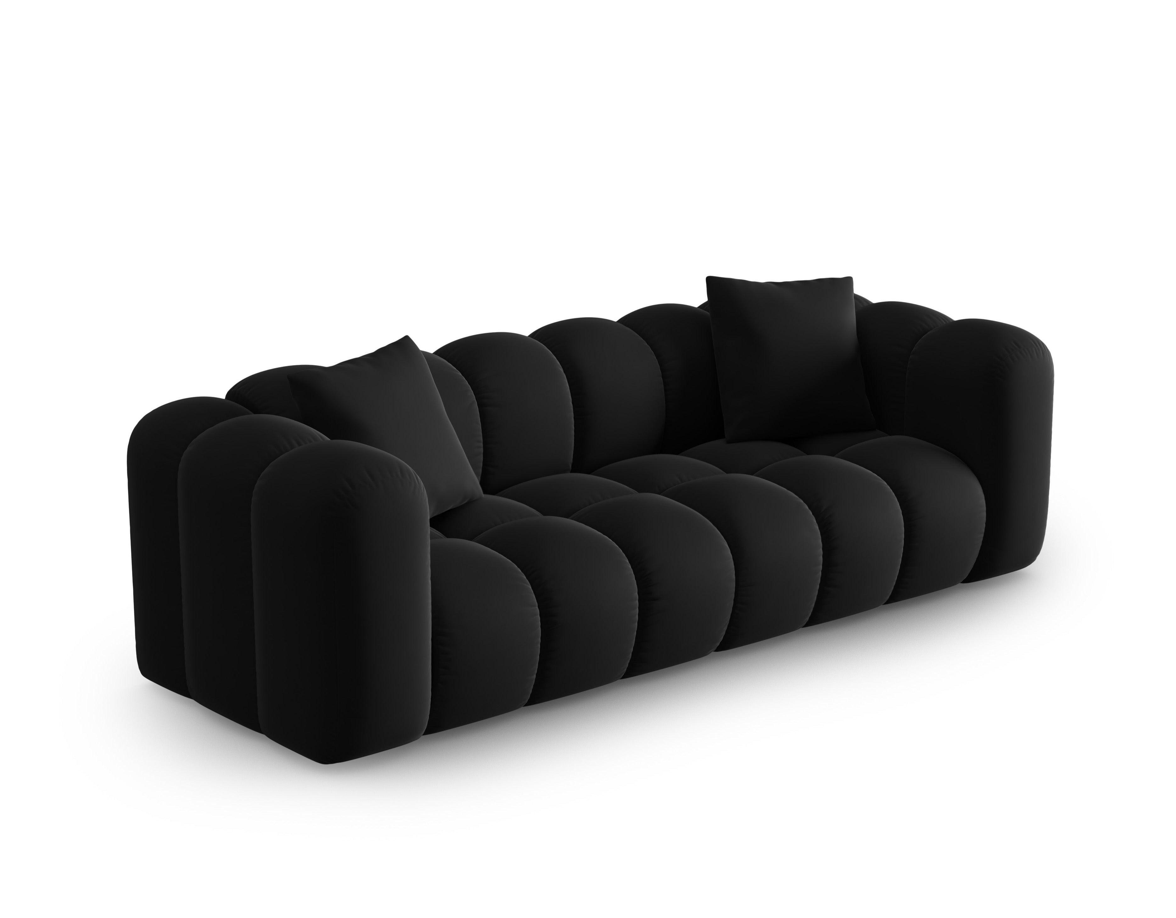 Velvet 3 seater sofa HALLEY black Windsor & Co Eye on Design