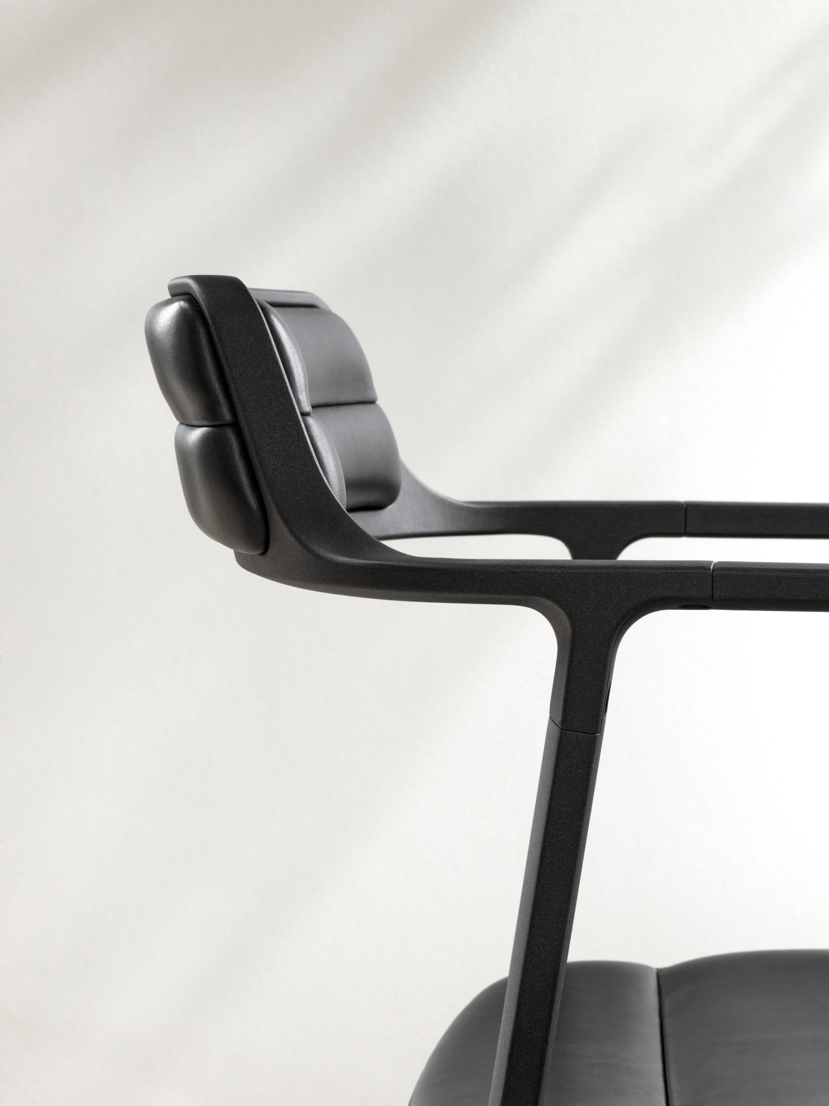 Chair 451 black leather with black metal base