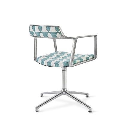 Bürostuhl 452 – LAGRASSE blau und weiß mit Metallbasis