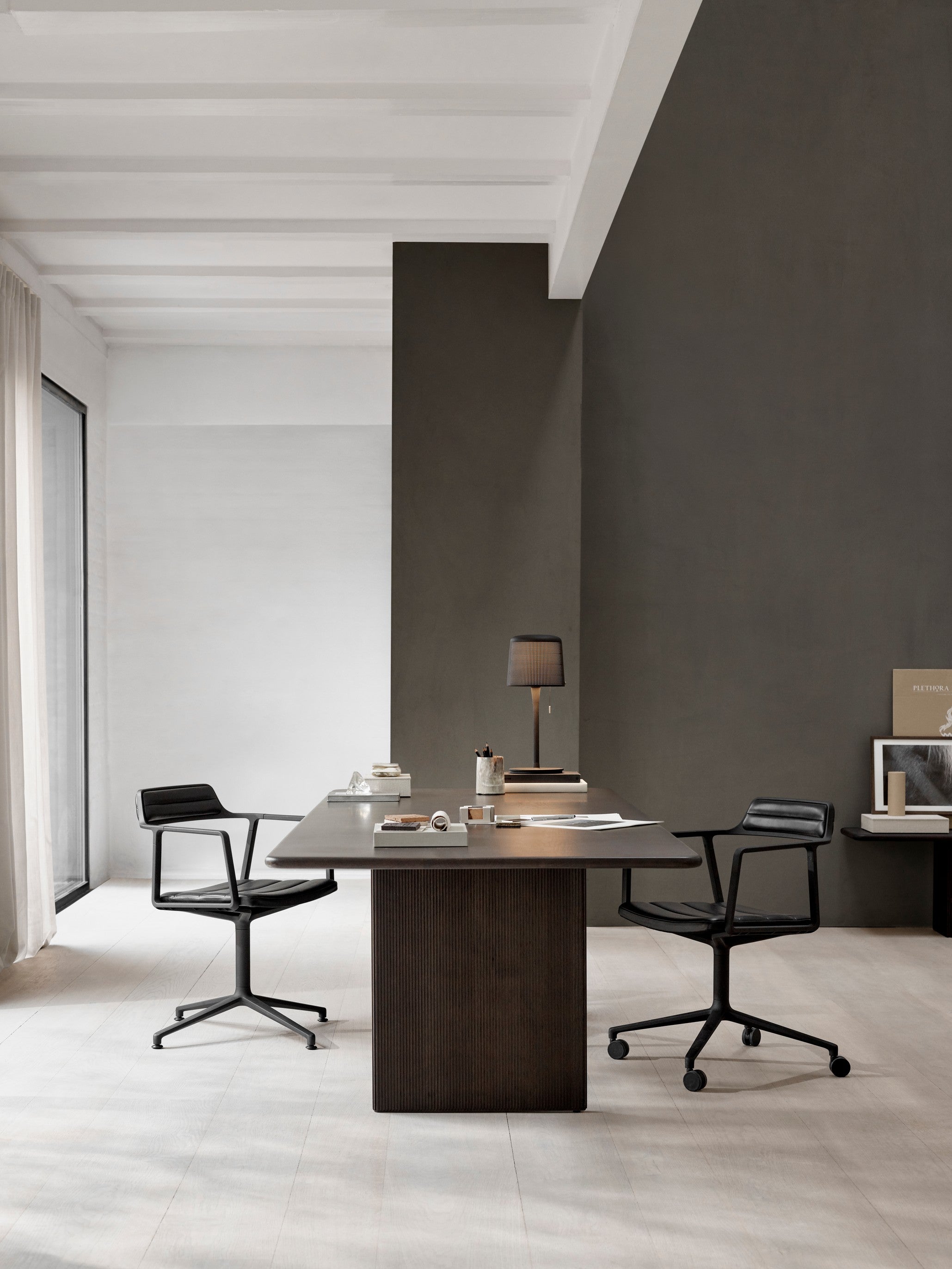 Office chair 452 black leather with metal base