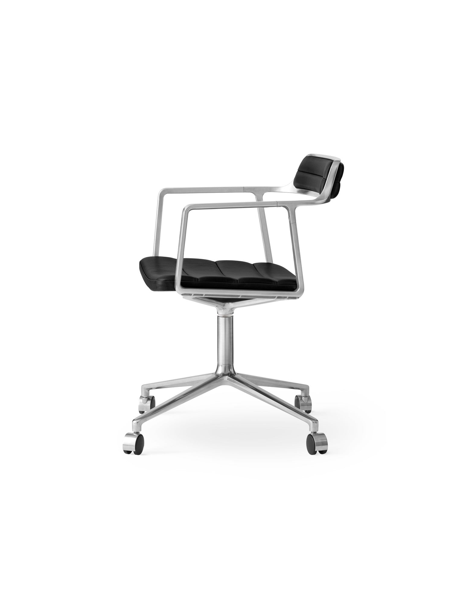 Office chair 452 black leather with metal base