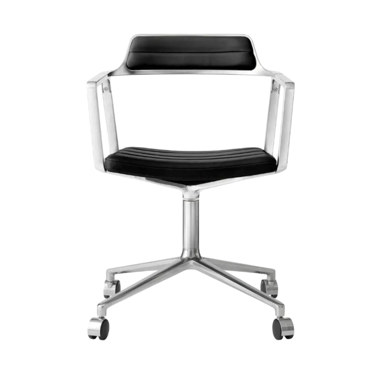 Office chair 452 black leather with metal base