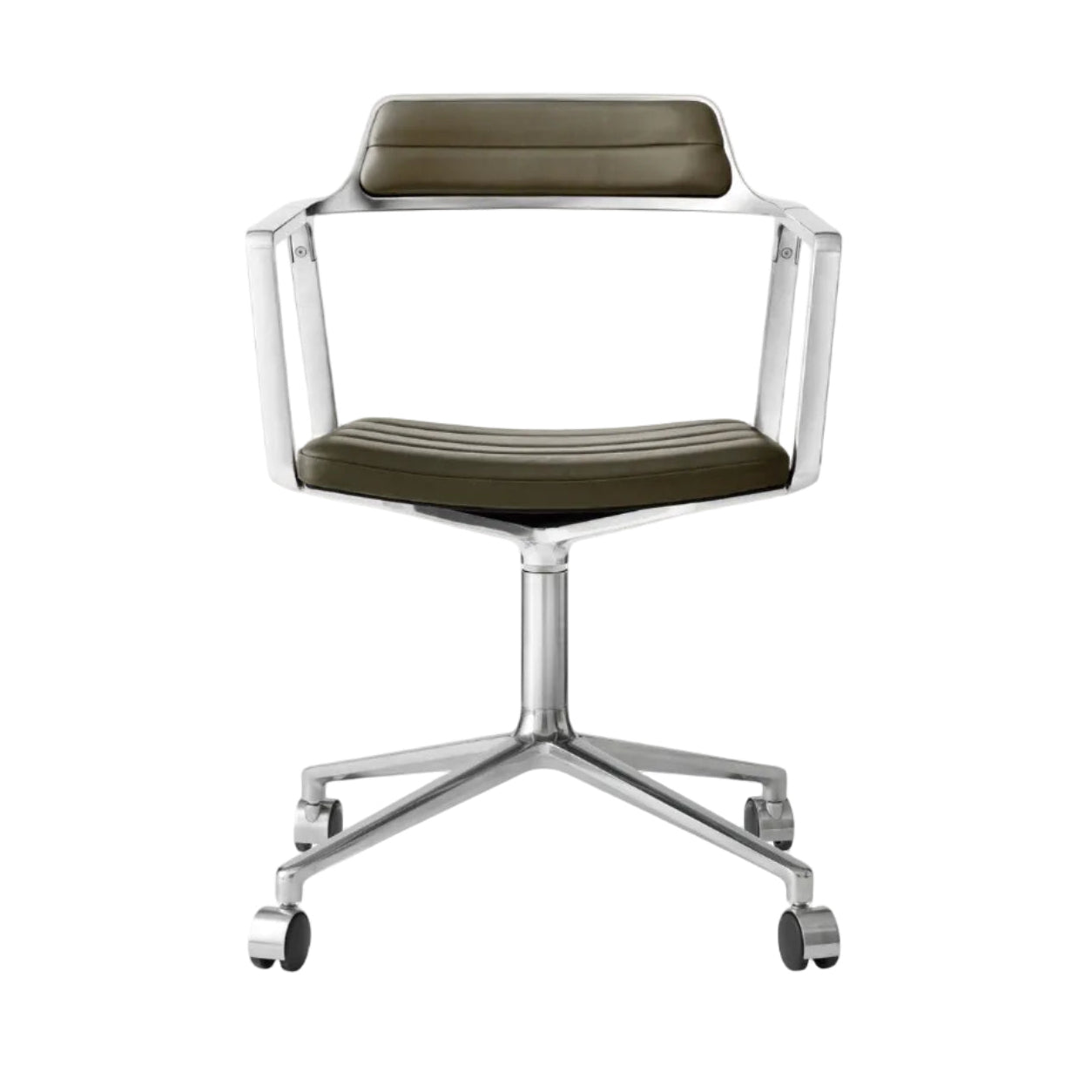 Bürostuhl 452 grüne Leder mit Metallbasis