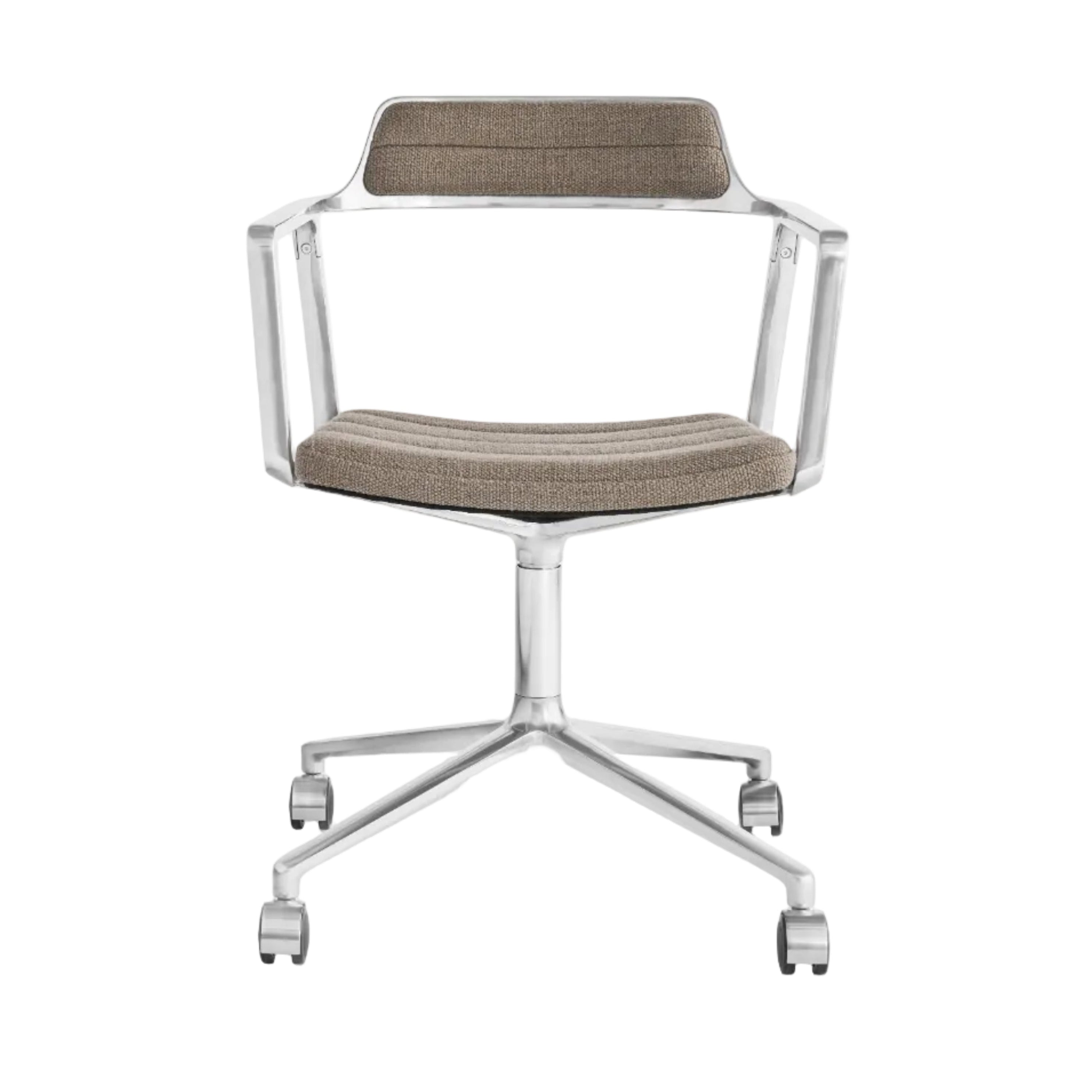 Bürostuhl 452 sandfarbener Stoff mit Metallbasis