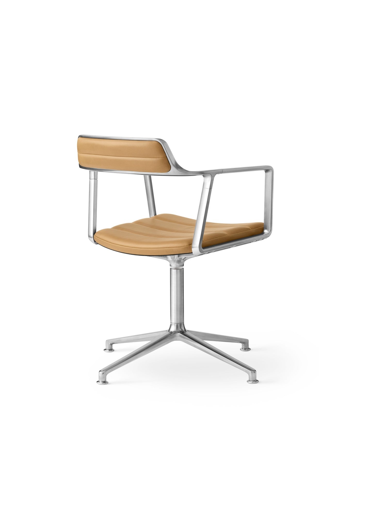 Bürostuhl 452 karamelbraunes Leder mit Metallbasis